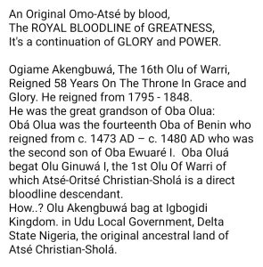Do you know that Dr Christian-Sholá, The Agbenekuyá is the Direct Royal bloodline descendant of Oduduwá, Oba Oluá and Olu Akengbuwá 3 IMG 20250823 WA0030 295x300 1 Do you know that Dr Christian-Sholá, The Agbenekuyá is the Direct Royal bloodline descendant of Oduduwá, Oba Oluá and Olu Akengbuwá